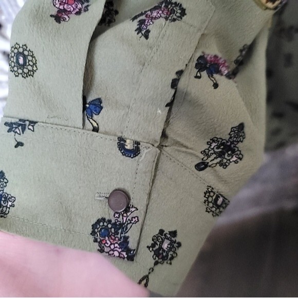 All About You Womens Green Teapot Floral Print Popover Blouse - Picture 4 of 10